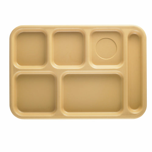 Cambro BCT1014161 Plastic Rectangular Tray W/ (6) Compartments, 10" X 14 1/2", Tan-cityfoodequipment.com