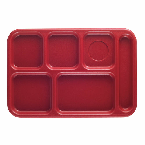 Cambro BCT1014163 Plastic Rectangular Tray W/ (6) Compartments, 10" X 14 1/2", Red-cityfoodequipment.com