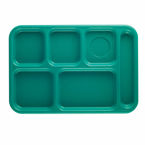 Cambro BCT1014414 Plastic Rectangular Tray W/ (6) Compartments, 10" X 14 1/2", Teal-cityfoodequipment.com