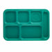 Cambro BCT1014414 Plastic Rectangular Tray W/ (6) Compartments, 10" X 14 1/2", Teal-cityfoodequipment.com