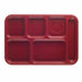 Cambro BCT1014416 Plastic Rectangular Tray W/ (6) Compartments, 10" X 14 1/2", Cranberry-cityfoodequipment.com