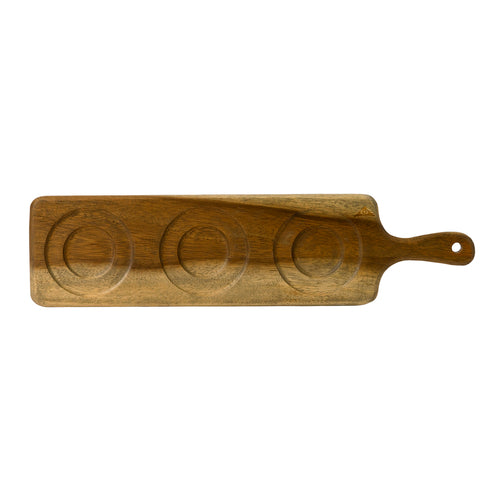 Dudson FN282 Rectangular Serving Board W/ Handle - 18 1/4" X 4 3/4", Acacia Wood-cityfoodequipment.com