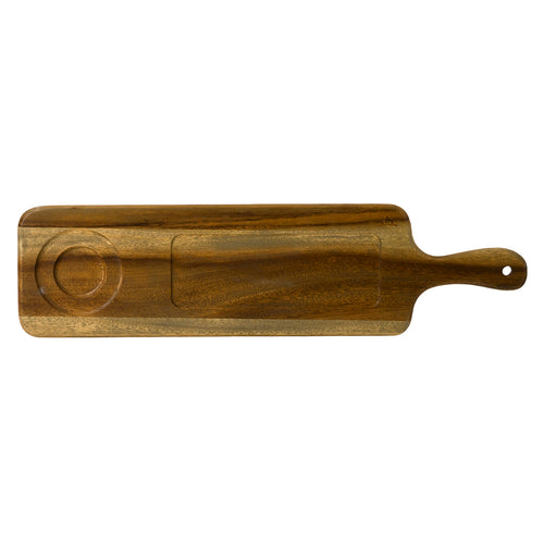 Dudson FN283 Rectangular Serving Board W/ Handle - 21 1/2" X 5 1/2", Acacia Wood-cityfoodequipment.com