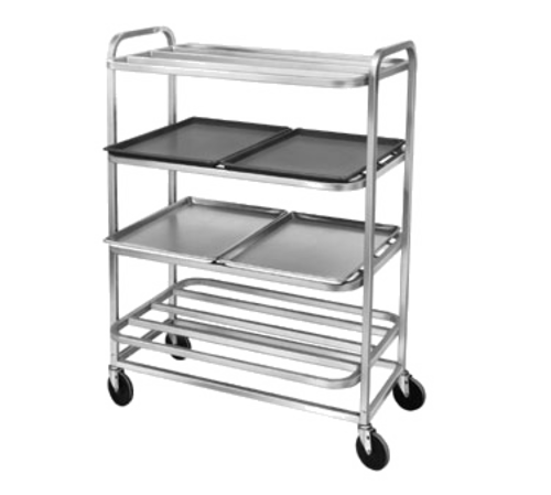 Channel SM-4 4 Level Aluminum Utility Cart W/ Flat Ledges-cityfoodequipment.com