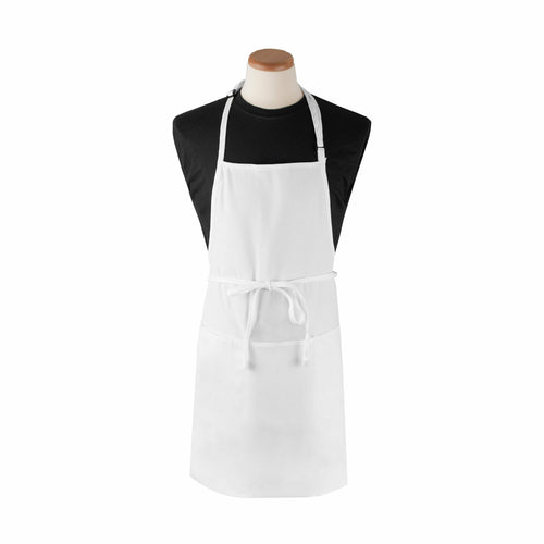 Chef Revival 3PBIAELWH 3 Pocket Bib Apron - 26" X 31", Polyester, White-cityfoodequipment.com