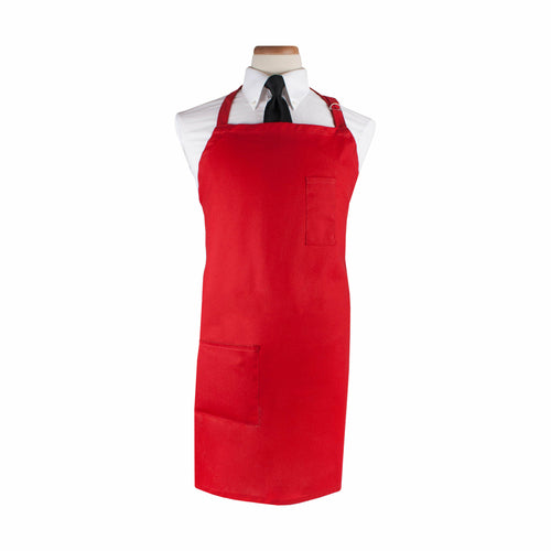 Chef Revival CL2PBIARD-1 1 Pocket Bib Apron W/ Adjustable Neck Strap - 32" X 32 1/2", Cotton/poly, Red-cityfoodequipment.com