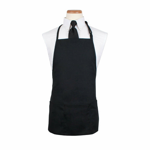 Chef Revival CL3PBIABKFP-1 3 Pocket Bib Apron W/ Adjustable Neck Strap - 26" X 23", Polyester, Black-cityfoodequipment.com