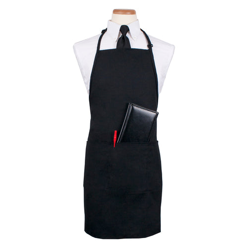 Chef Revival CL3PBIAELBK-1 3 Pocket Bib Apron W/ Adjustable Neck Strap - 26" X 31", Polyester, Black-cityfoodequipment.com