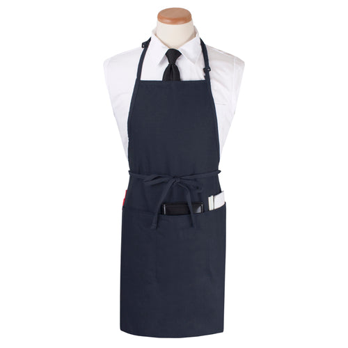 Chef Revival CL3PBIAELNV-1 3 Pocket Bib Apron W/ Adjustable Neck Strap - 26" X 31", Polyester, Navy Blue-cityfoodequipment.com