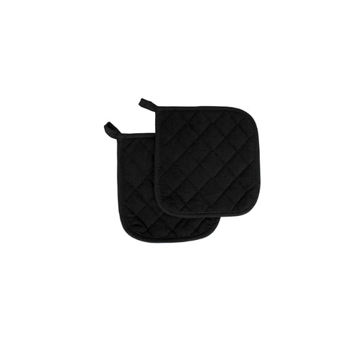 Chef Revival CLTPH8BK-1 8" Square Pot Holder - Terry, Black-cityfoodequipment.com