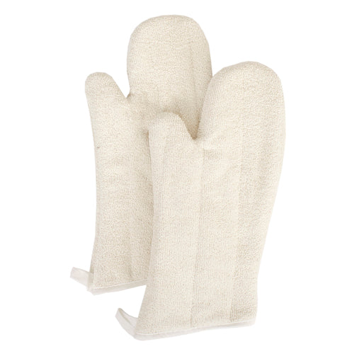 Chef Revival CLTTSBOM7BE-1 17" Conventional Oven Mitt W/ Silicone Lining - Terry, Beige-cityfoodequipment.com