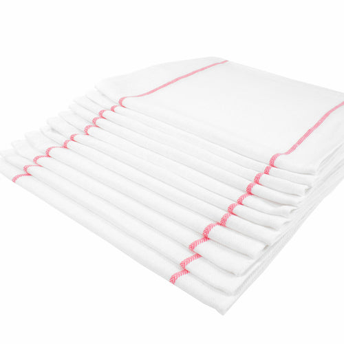 Chef Revival H45S-21 Rectangular Striped Kitchen Towel - 14 1/2" X 25 1/2", Cotton, White/red-cityfoodequipment.com