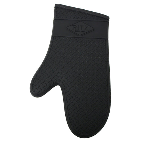 Chef Revival RZS685BK15 15" Conventional Oven Mitt W/ Cotton Lining - Silicone, Black-cityfoodequipment.com