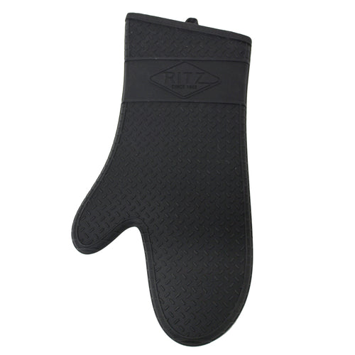 Chef Revival RZS685BK17 17" Conventional Oven Mitt W/ Cotton Lining - Silicone, Black-cityfoodequipment.com