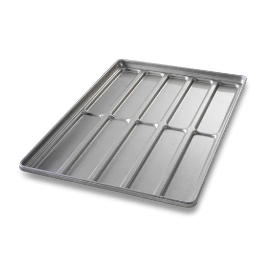 Chicago Metallic 41052 Hoagie Roll Pan, Makes (10) 12" X 2 3/4" Rolls, AMERICOAT Glazed 22 Ga Aluminized Steel-cityfoodequipment.com