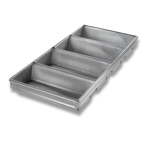 Chicago Metallic 41145 Hearth Bread Pan Set, (4) 11 1/2 6 X 5 3/4 X 2 3/4" Loaves, AMERICOAT Glazed 22 Ga Aluminized Steel-cityfoodequipment.com