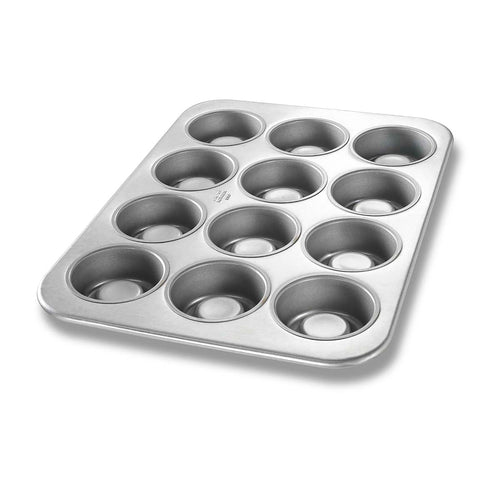 Chicago Metallic 43385 Strawberry Shortcake Pan - Makes (12) 3 3/8" Cakes, Aluminized Steel, AMERICOAT® Glazed-cityfoodequipment.com