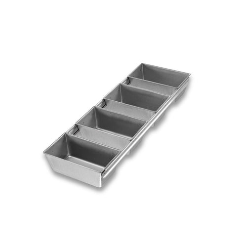Chicago Metallic 44145 Bread Pan Set, Holds (4) 5 3/5" X 3 1/10" Pans, AMERICOAT Glazed 26 Ga Aluminized Steel-cityfoodequipment.com