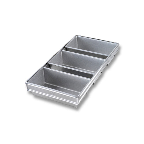 Chicago Metallic 44235 Bread Pan Set, Holds (3) 8 1/2" X 4 1/2" Pans, AMERICOAT Glazed 26 Ga Aluminized Steel-cityfoodequipment.com