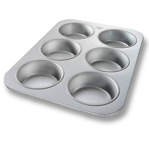 Chicago Metallic 44305 Oversized Jumbo Muffin Pan, Makes (6) 4 1/4" Cakes, AMERICOAT Glazed 26 Ga Aluminized Steel-cityfoodequipment.com