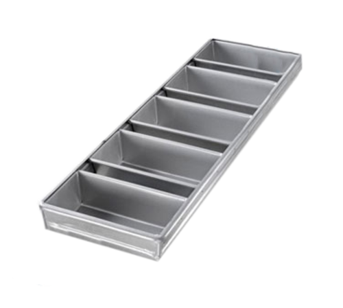 Chicago Metallic 44575 Bread Pan Set, Holds (5) 7 3/8" X 3 3/5" Pans, AMERICOAT Glazed 26 Ga Aluminized Steel-cityfoodequipment.com