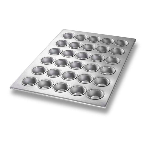 Chicago Metallic 45195 Mini Muffin Pan, Makes (30) 1 7/8" Muffins, AMERICOAT Glazed 22 Ga Aluminized Steel-cityfoodequipment.com