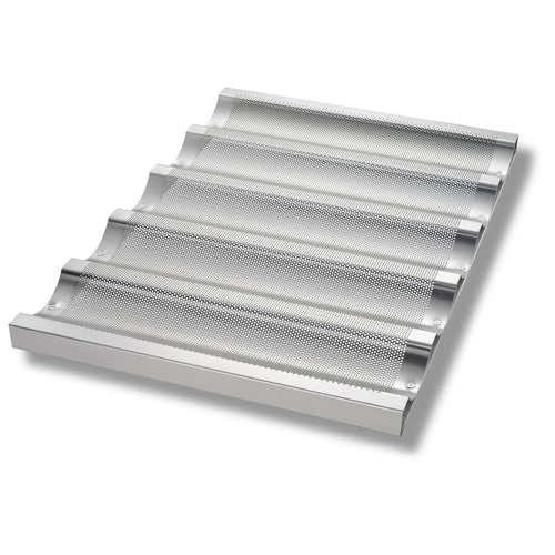 Chicago Metallic 45515 Baguette/french Bread Pan, Uni Lock, Makes (5) 3 7/8" X 17 3/4" Loaves, Glazed 16 Ga Aluminum-cityfoodequipment.com
