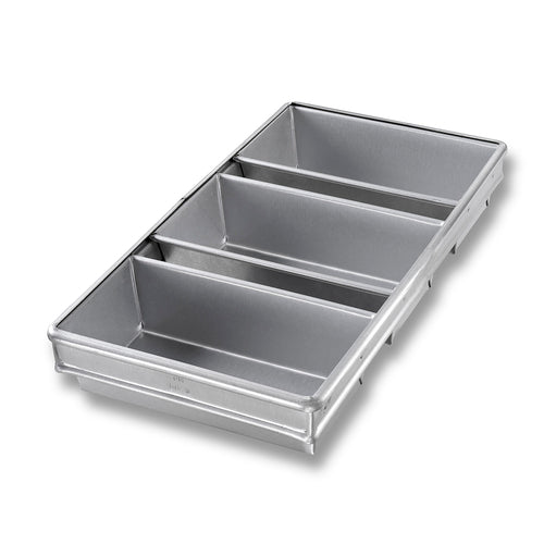 Chicago Metallic 45635 Bread Pan Set, Holds (3) 9" X 4 1/2" Pans, AMERICOAT Glazed 26 Ga Aluminized Steel-cityfoodequipment.com