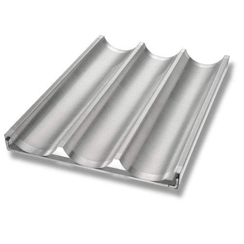 Chicago Metallic 49011 Baguette/french Bread Pan, Makes (3) 5 3/16" X 26" Loaves, Perforated, Glazed 16 Ga Aluminum-cityfoodequipment.com