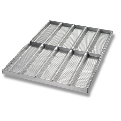 Chicago Metallic 49015 Sub Sandwich Roll Pan, Makes (10) 12 1/2" X 3" Full Rolls, AMERICOAT Glazed 16 Ga Aluminum-cityfoodequipment.com