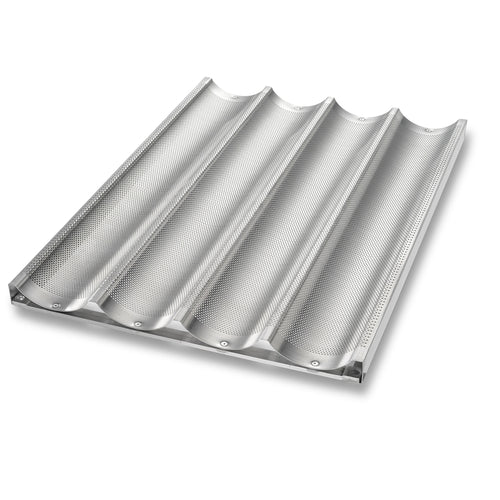Chicago Metallic 49034 Baguette/french Bread Pan, Uni Lock, Makes (4) 3 7/8" X 25 3/4" Loaves, Glazed 16 Ga Aluminum-cityfoodequipment.com