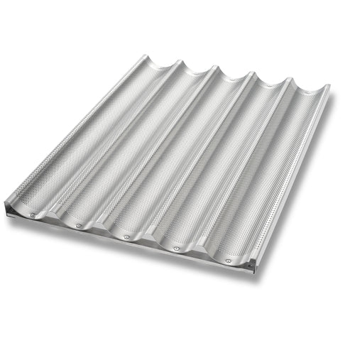 Chicago Metallic 49035 Baguette/french Bread Pan, Uni Lock, Makes (5) 3" X 25 3/4" Loaves, Glazed 16 Ga Aluminum-cityfoodequipment.com