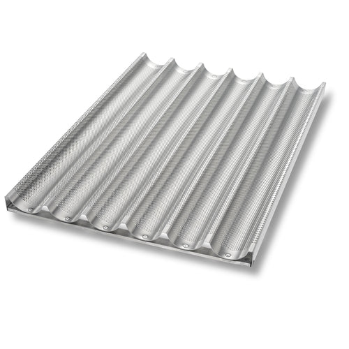 Chicago Metallic 49036 Baguette/french Bread Pan, Uni Lock, Makes (6) 2 7/16" X 25 3/4" Loaves, Glazed 16 Ga Aluminum-cityfoodequipment.com