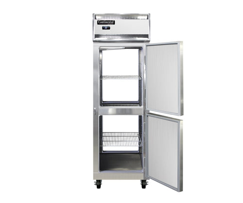 Continental 1RNSAPTHD 26" One Section Pass Thru Refrigerator, (4) Right Hinge Solid Doors, Top Compressor, 115v-cityfoodequipment.com