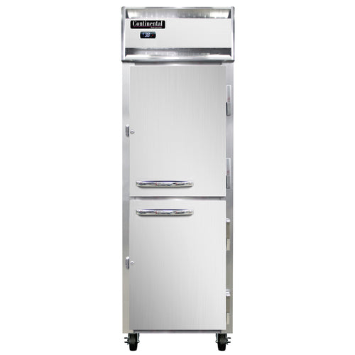 Continental 1RNSSHD 26" One Section Reach In Refrigerator, (2) Right Hinge Solid Doors, Top Compressor, 115v-cityfoodequipment.com