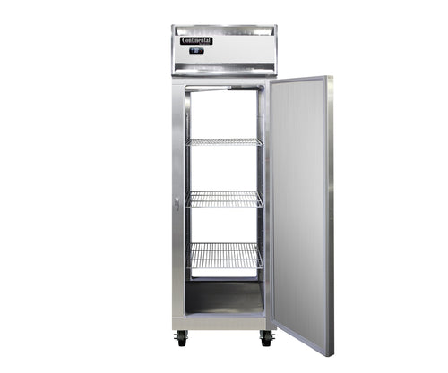 Continental 1RNSSPT 26" One Section Pass Thru Refrigerator, (2) Right Hinge Solid Doors, Top Compressor, 115v-cityfoodequipment.com