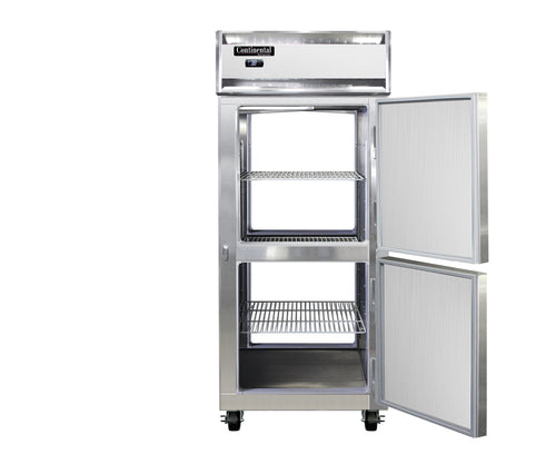 Continental 1RXNPTHD 36 1/4" One Section Pass Thru Refrigerator, (4) Right Hinge Solid Doors, Top Compressor, 115v-cityfoodequipment.com