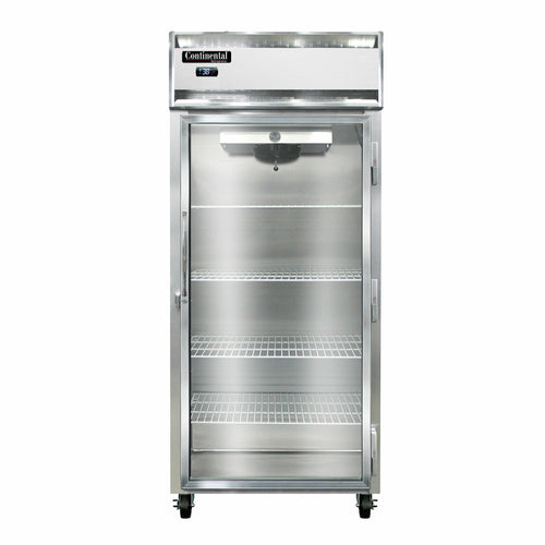 Continental 1RXNSAGD 36 1/4" One Section Reach In Refrigerator, (1) Right Hinge Glass Door, Top Compressor, 115v-cityfoodequipment.com