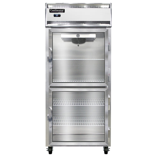 Continental 1RXNSSGDHD 36 1/4" One Section Reach In Refrigerator, (2) Right Hinge Glass Doors, Top Compressor, 115v-cityfoodequipment.com