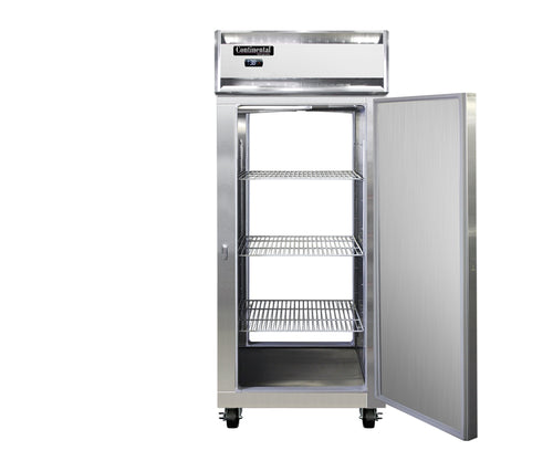 Continental 1RXNSSPT 36 1/4" One Section Pass Thru Refrigerator, (2) Right Hinge Solid Doors, Top Compressor, 115v-cityfoodequipment.com
