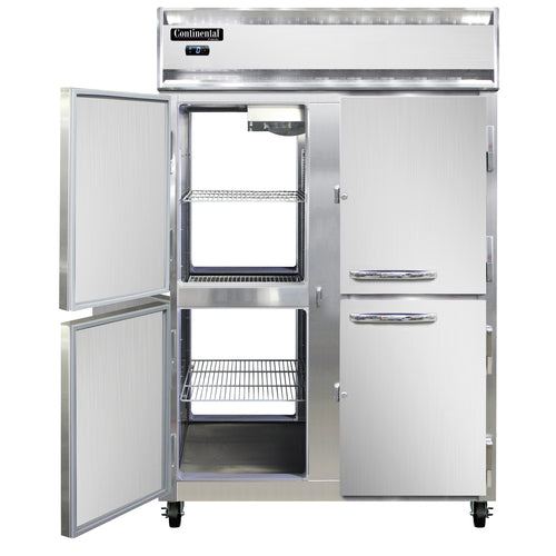 Continental 2FNPTHD 52" Two Section Pass Thru Freezer, (8) Left/Right Hinge Solid Doors, 115/208-230v-cityfoodequipment.com