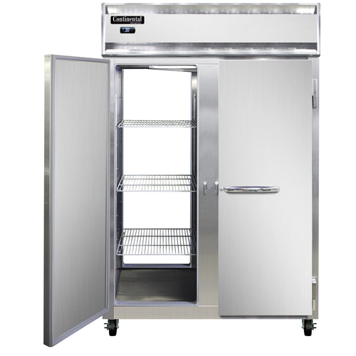 Continental 2RNPT 52" Two Section Pass Thru Refrigerator, (4) Left/Right Hinge Solid Doors, Top Compressor, 115v-cityfoodequipment.com