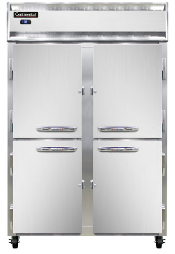 Continental 2RNSAHD 52" Two Section Reach In Refrigerator, (4) Left/Right Hinge Solid Doors, Top Compressor, 115v-cityfoodequipment.com