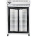Continental 2RNSGD 52" Two Section Reach In Refrigerator, (2) Sliding Glass Doors, Top Compressor, 115v-cityfoodequipment.com