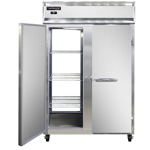 Continental 2RNSSPT 52" Two Section Pass Thru Refrigerator, (4) Left/Right Hinge Solid Doors, Top Compressor, 115v-cityfoodequipment.com