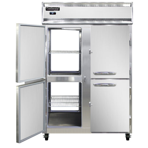 Continental 2RNSSPTHD 52" Two Section Pass Thru Refrigerator, (8) Left/Right Hinge Solid Doors, Top Compressor, 115v-cityfoodequipment.com