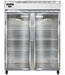 Continental 2RENSSGD 57" Two Section Reach In Refrigerator, (2) Left/Right Hinge Glass Doors, Top Compressor, 115v-cityfoodequipment.com
