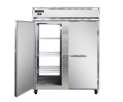 Continental 2RENSSPT 57" Two Section Pass Thru Refrigerator, (4) Left/Right Hinge Solid Doors, Top Compressor, 115v-cityfoodequipment.com