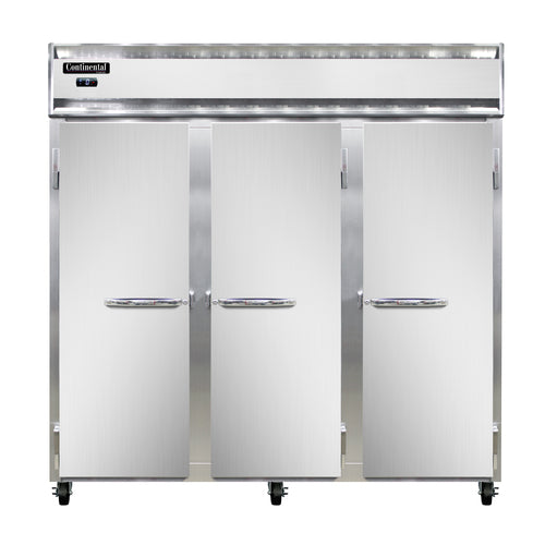 Continental 3FN 78" Three Section Reach In Freezer, (3) Left/Right Hinge Solid Doors, 115/208-230v-cityfoodequipment.com