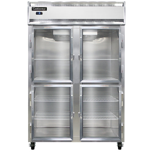 Continental 2FSNSSGDHD 52" Two Section Reach In Freezer, (4) Left/Right Hinge Glass Doors, 115/208-230v-cityfoodequipment.com